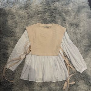Zara Linen Side Tie Blouse